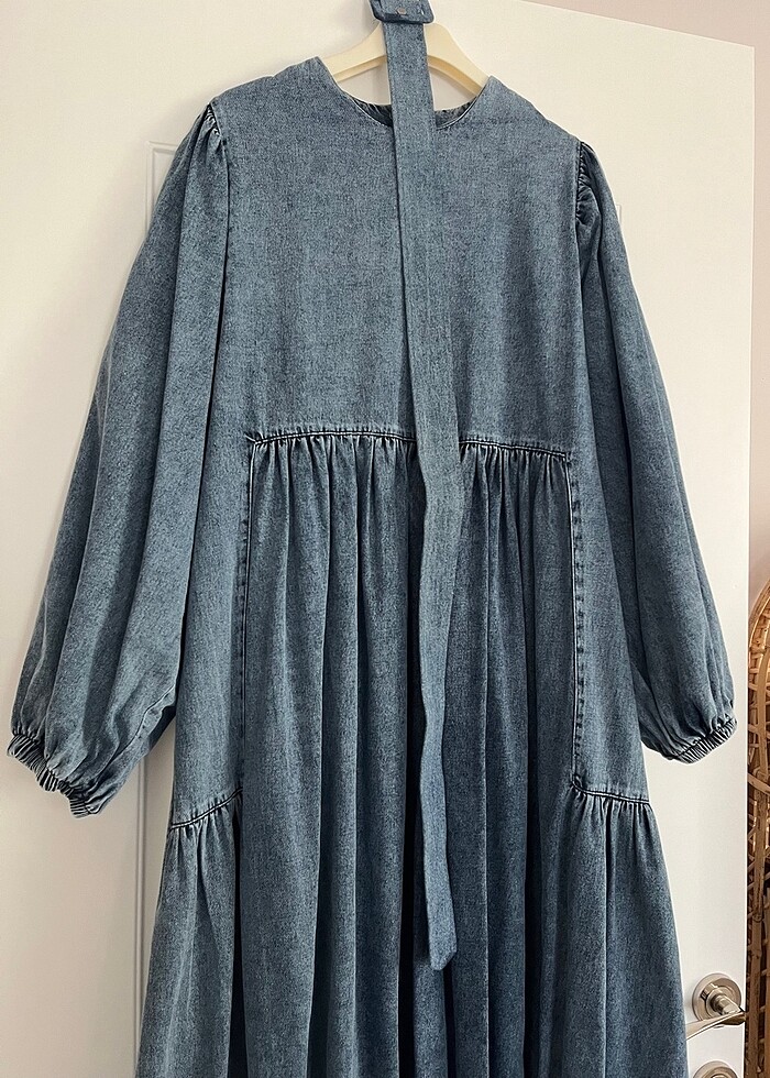 Tesettür uzun kot elbise jean - Görsel 2