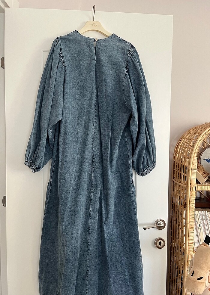 Tesettür uzun kot elbise jean - Görsel 5