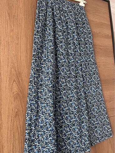 Mavi uzun çiçekli etek s beden özel dikim - Görsel 3