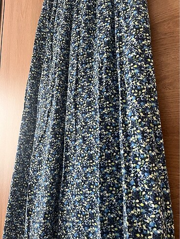 Mavi uzun çiçekli etek s beden özel dikim - Görsel 7