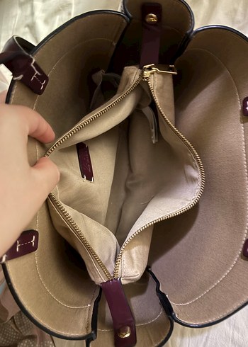 Bordo Deri Kadın Çanta Tokalı - Görsel 7