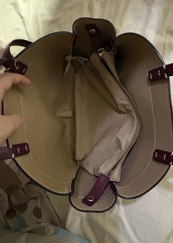 Bordo Deri Kadın Çanta Tokalı - Görsel 5