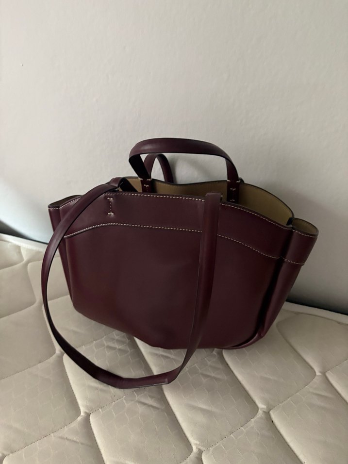 Bordo Deri Kadın Çanta Tokalı - Görsel 2