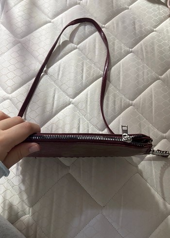 Bordo Zincir Detaylı Deri Kadın Çanta - Görsel 2