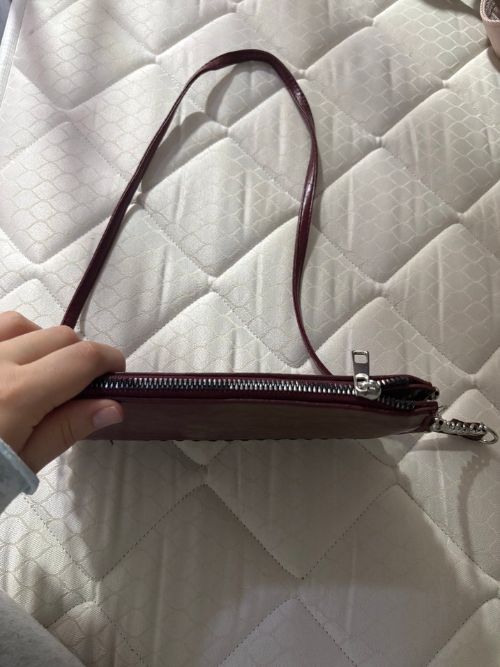 Bordo Zincir Detaylı Deri Kadın Çanta - Görsel 2