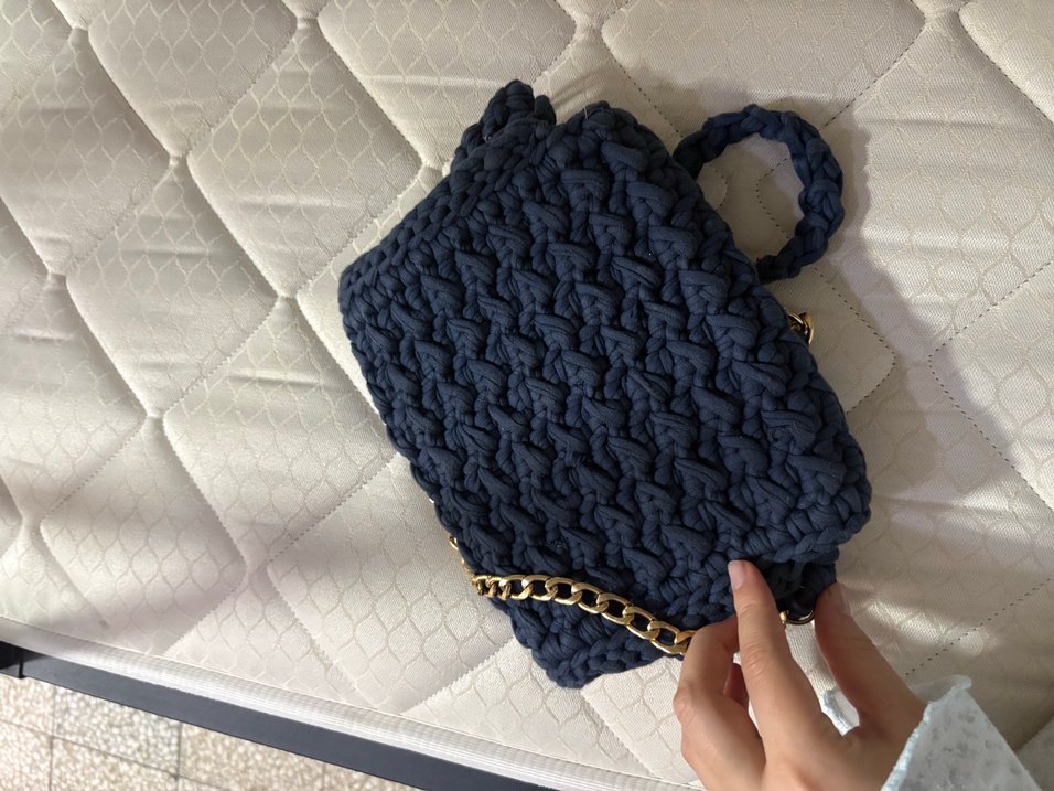 Lacivert Örgü Kadın Çanta Zincir Askılı - Görsel 4