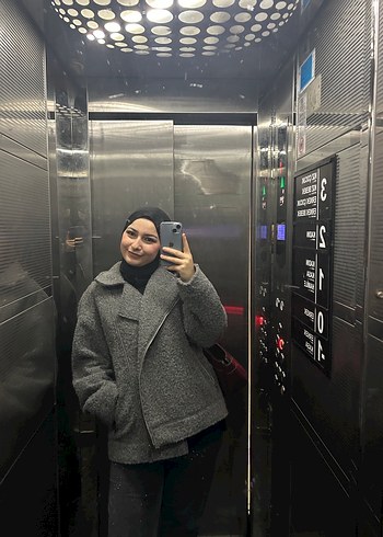 Gri Midi Triko Kadın Kaban - Görsel 3