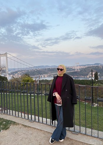 Bordo Boğazlı Salaş Kadın Kazak - Görsel 9