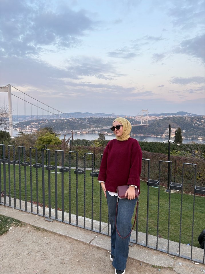 Bordo Boğazlı Salaş Kadın Kazak - Görsel 2