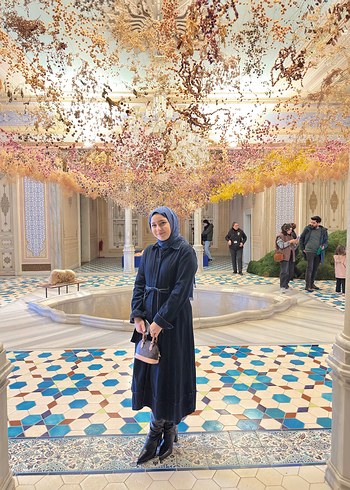 Kemerli Siyah Uzun Kot Elbise - Görsel 8