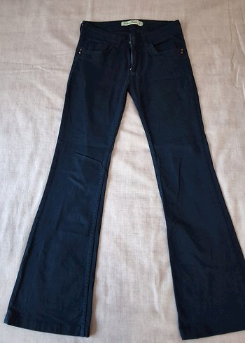 Lacivert Kadın ispanyol Paça Denim Pantolon