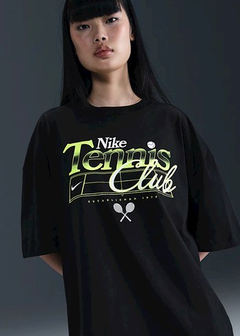 Nike Siyah Baskılı Oversize Tişört