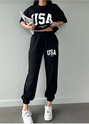 Usa baskılı unisex eşofman takımı 