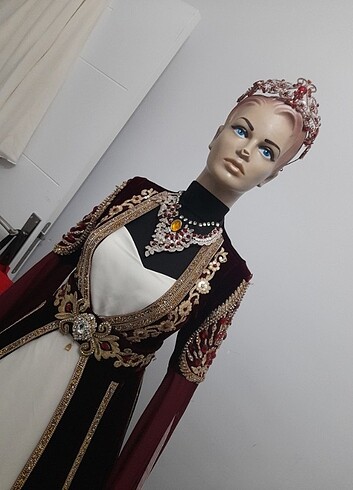 l Beden bordo Renk Kina kaftanı