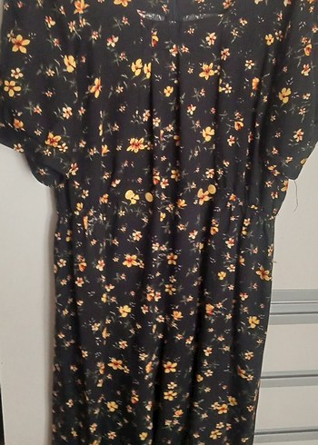 Çiçek Desenli Siyah Kadın Mini Tulum - Görsel 6