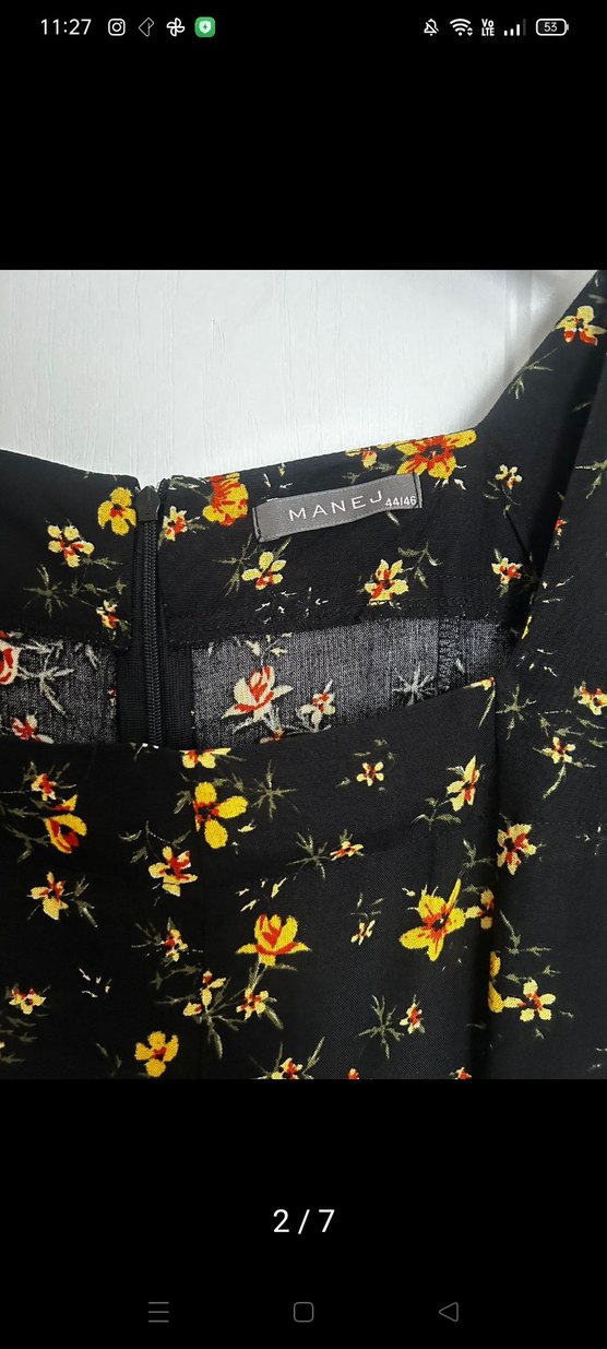 Çiçek Desenli Siyah Kadın Mini Tulum - Görsel 3