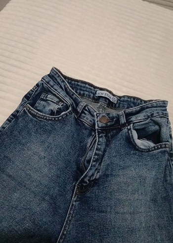 Rahat Kesim Gri Mavi Midi Denim Kadın Jean