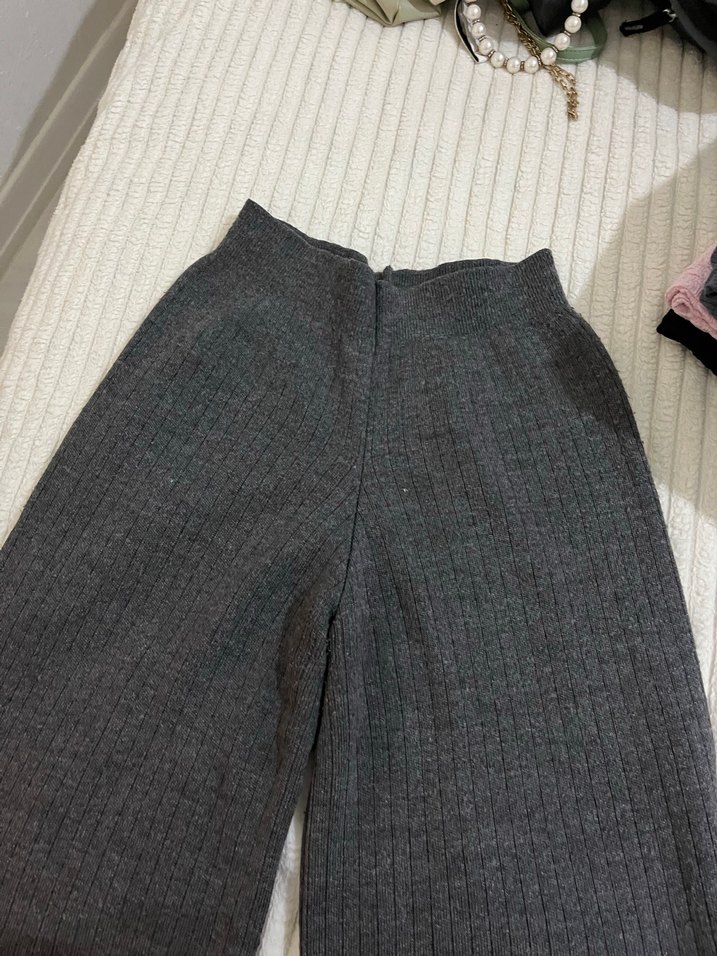 Gri Örgü Kadın Kumaş Pantolon - Görsel 2