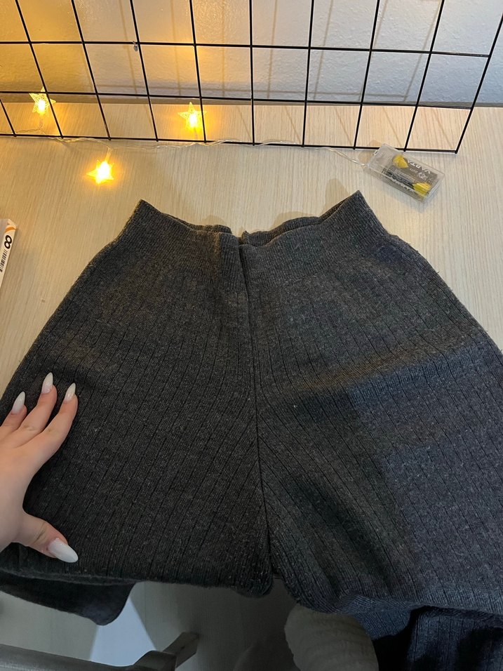 Gri Örgü Kadın Kumaş Pantolon - Görsel 3