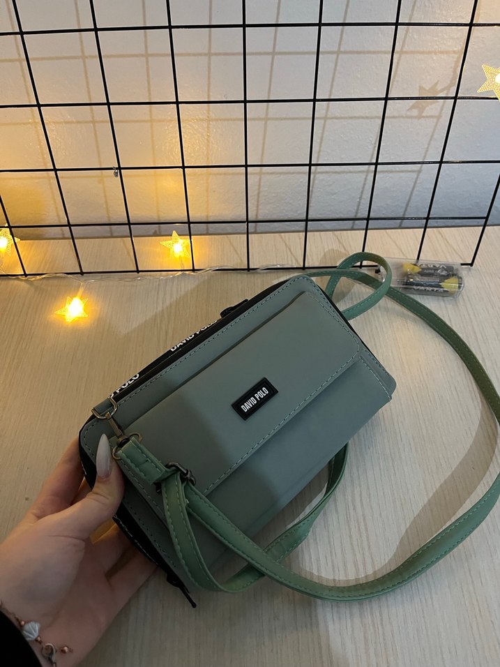 Fermuarlı Yeşil Deri Kadın Çanta - Görsel 2