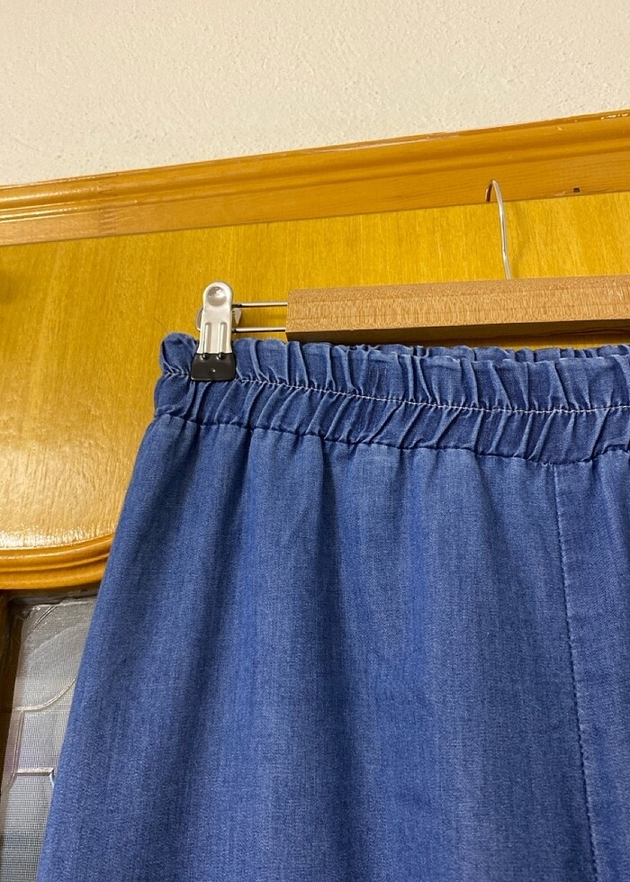 beli lastikli ince bol paça kot pantolon - Görsel 4