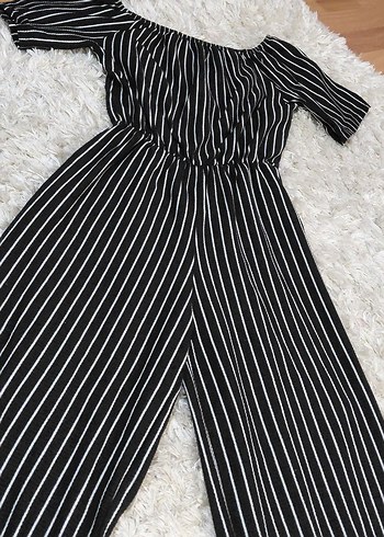 Siyah Zebra Desenli Uzun Kadın Tulum - Görsel 2