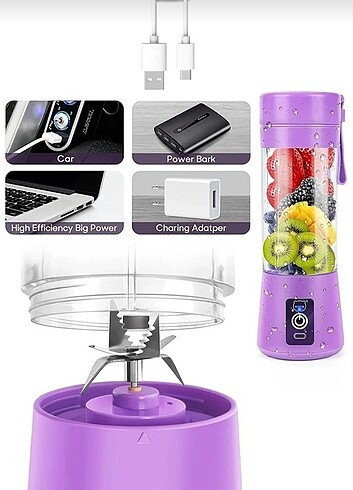 Sarzli portatif mini blender usb çelik bıçaklı mikser mutfak rob