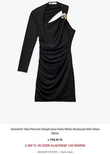 Asimetrik Yaka Metal Aksesuarlı Mini Abiye - Görsel 4