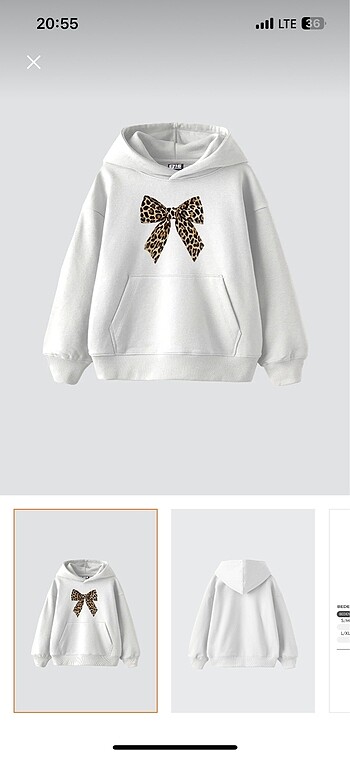 Bershka Fiyonk leopar baskılı oversize unisex beyaz hoodie