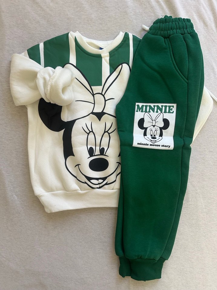 Kız Çocuk Minnie Baskılı Rahat Eşofman Takımı - Görsel 4