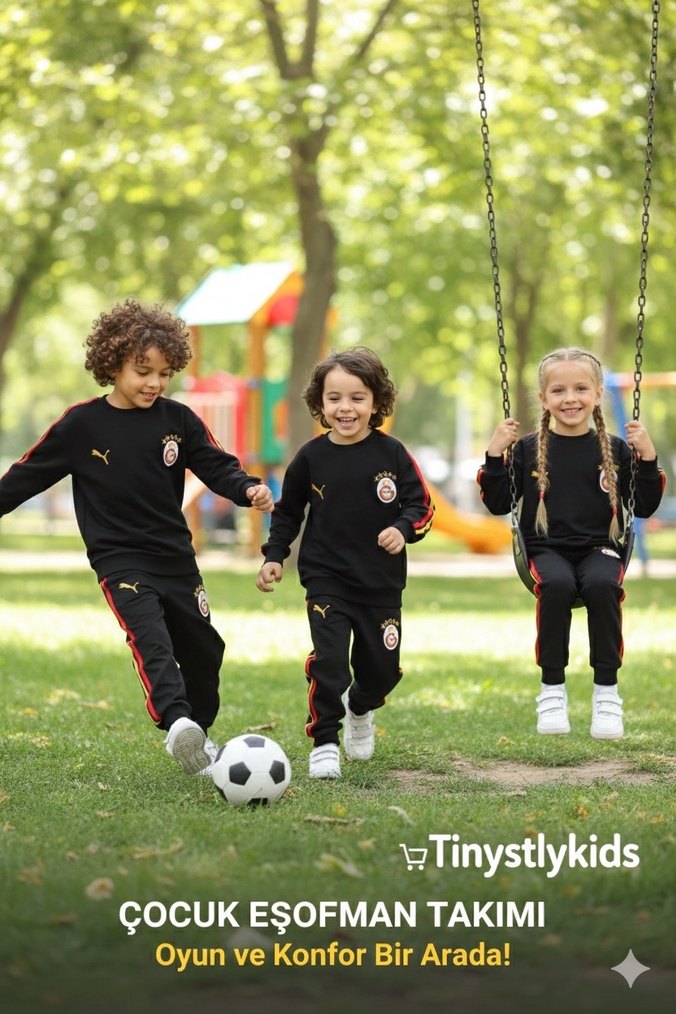 Erkek Çocuk Galatasaray Siyah Eşofman Takımı - Görsel 5