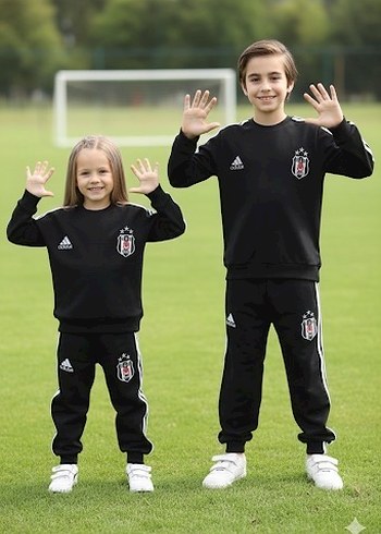 Siyah Beşiktaş Etnik Desenli Erkek Eşofman Takımı - Görsel 3