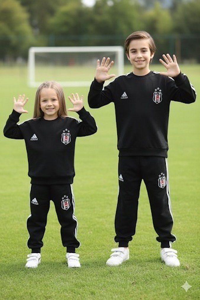 Siyah Beşiktaş Etnik Desenli Erkek Eşofman Takımı - Görsel 3