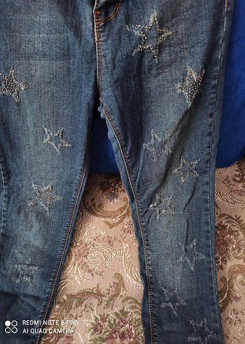 Düğmeli Mavi Kadın Kot Pantolon - Görsel 2