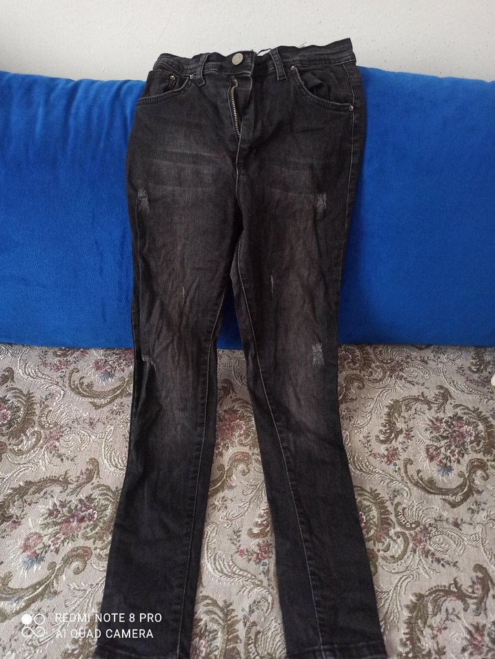 Siyah Kemerli Regular Fit Kadın Kot Pantolon - Görsel 2