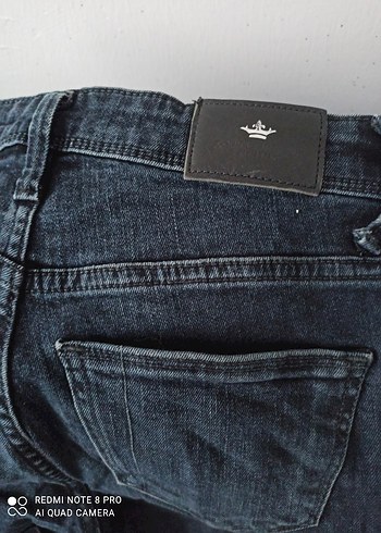 Kadın Mavi Denim Kemerli Dar Kesim Pantolon - Görsel 4
