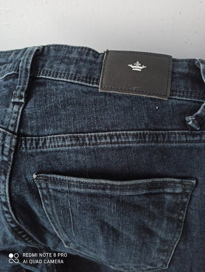 Kadın Mavi Denim Kemerli Dar Kesim Pantolon - Görsel 4