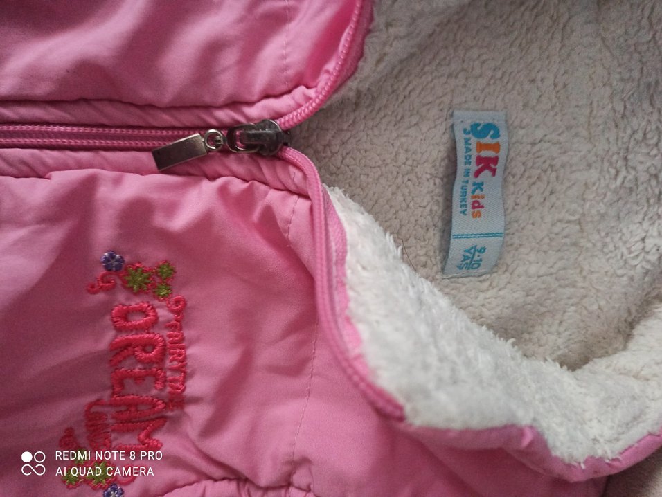 Kız Çocuk Pembe Fermuarlı Yelek - Görsel 4
