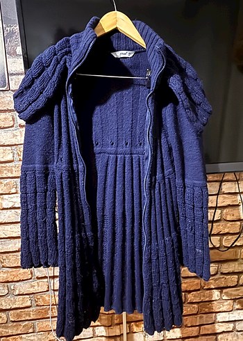 Lacivert uzun hırka şık model fermuarlı - Görsel 4