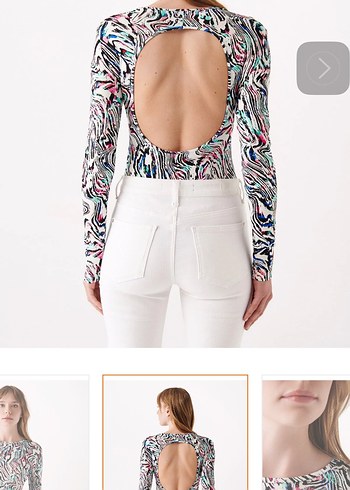 Kadın Çok Renkli Uzun Kollu çıtçıtlı bodysuit mavi marka - Görsel 3