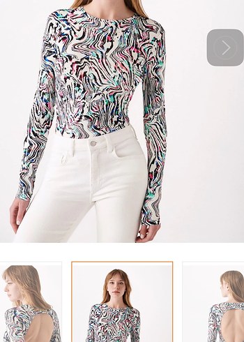 Kadın Çok Renkli Uzun Kollu çıtçıtlı bodysuit mavi marka - Görsel 2