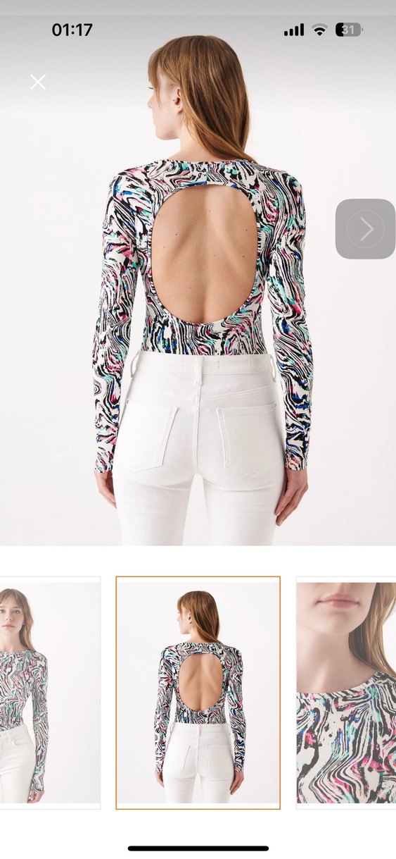 Kadın Çok Renkli Uzun Kollu çıtçıtlı bodysuit mavi marka - Görsel 3