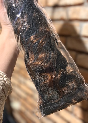 Gölgeli Kahverengi Dalgalı Sentetik Peruk - Görsel 3