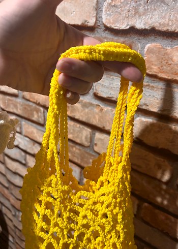 Açık Sarı Örgü Bohem Kadın Çanta - Görsel 5