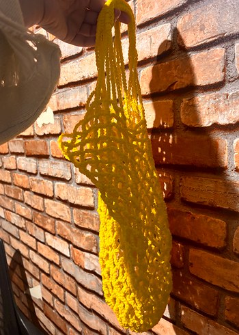 Açık Sarı Örgü Bohem Kadın Çanta - Görsel 4