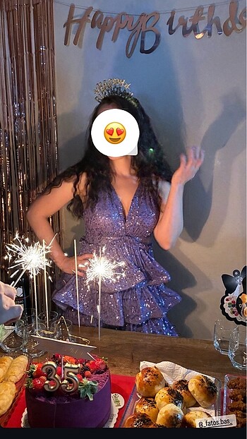 38 Beden mor Renk Gece elbisesi şık pullu kısa mor
