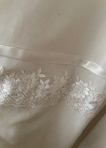 Nakışlı Bohem Uzun Beyaz Kadın Sabahlık - Görsel 12