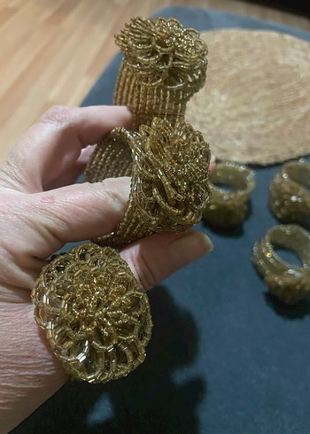 Bohem Tarzı Nakışlı Boncuklu peçete halkası - Görsel 2