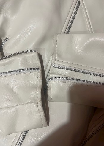 Beyaz Erkek Deri Ceket - Görsel 7