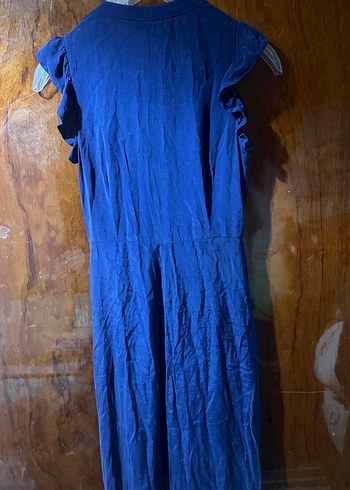 Düğmeli Lacivert Elbise - Görsel 4